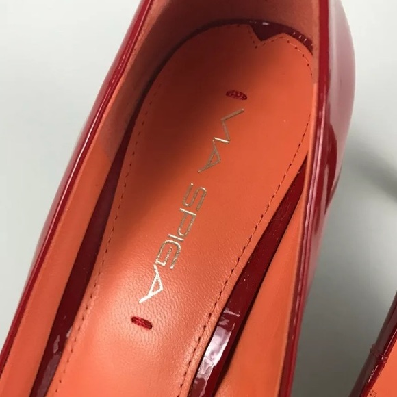 Via Spiga Frankie Scarlet RED Patent PeepToe Pump - Picture 6 of 8